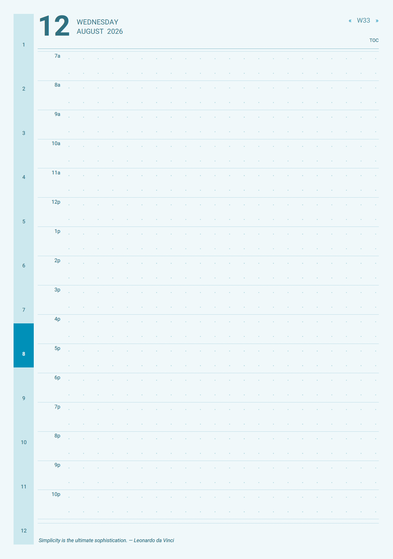 Academic planner daily page