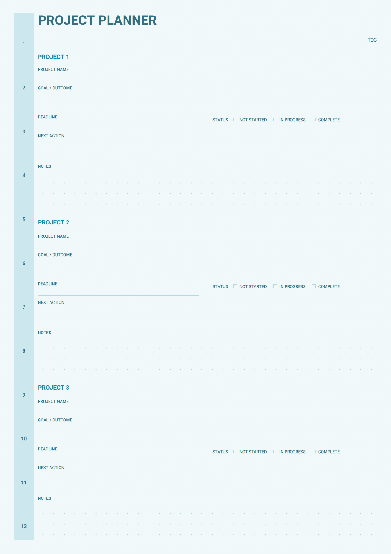 Academic planner project planner page