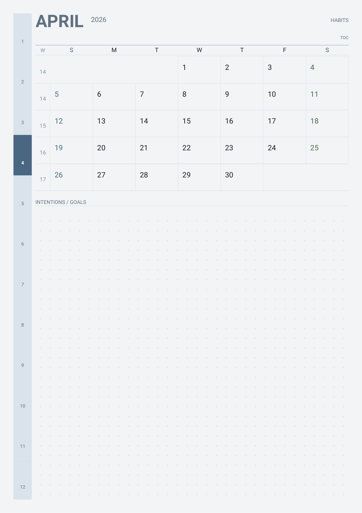 ADHD planner monthly overview