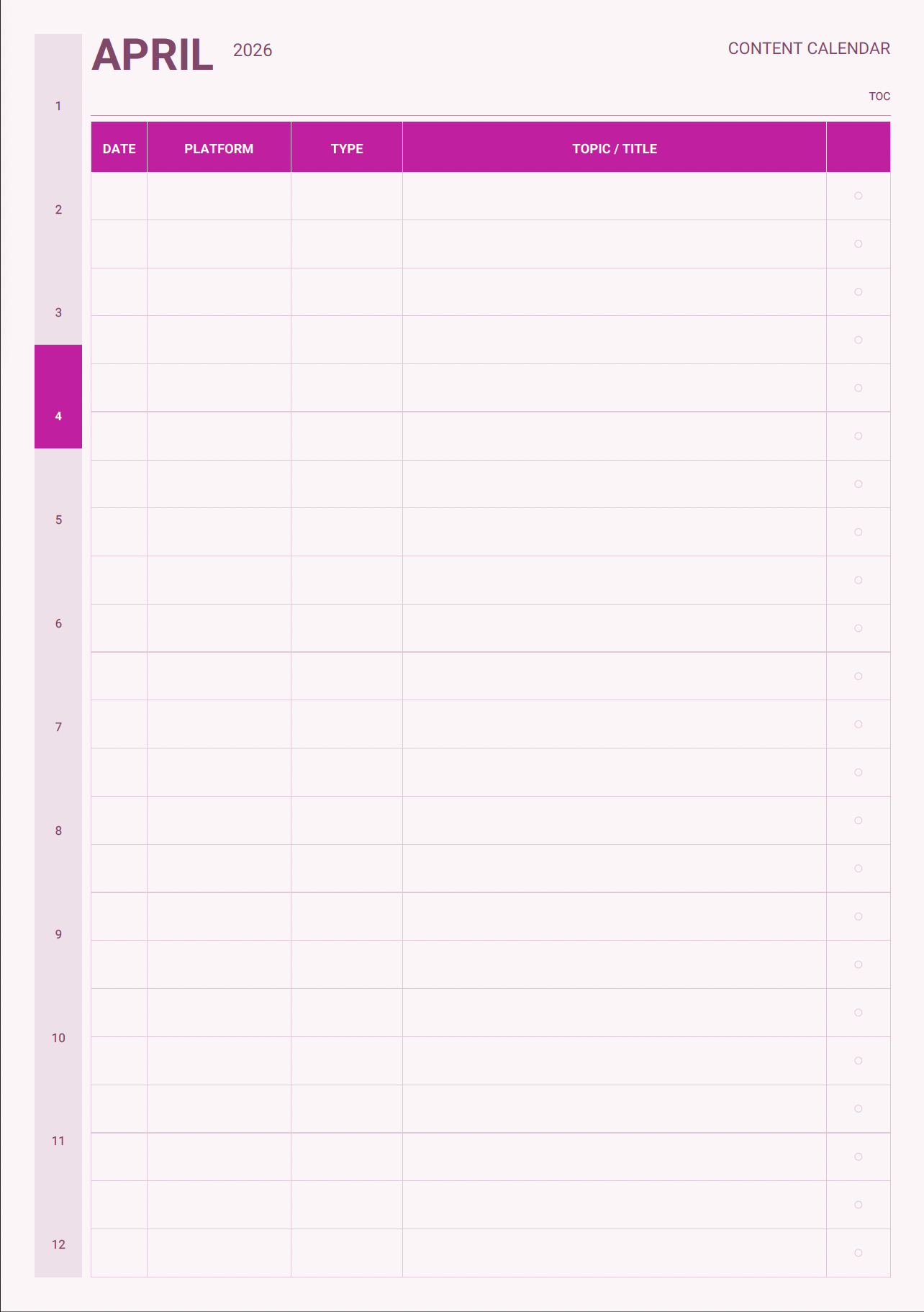 Content calendar from content creator module