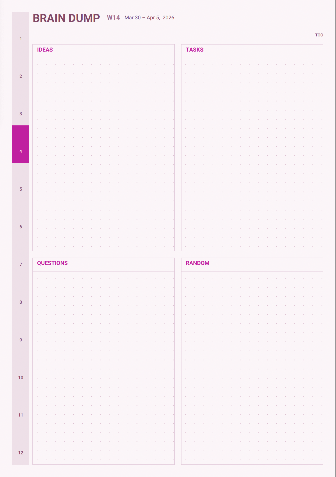 Content Creator brain dump page
