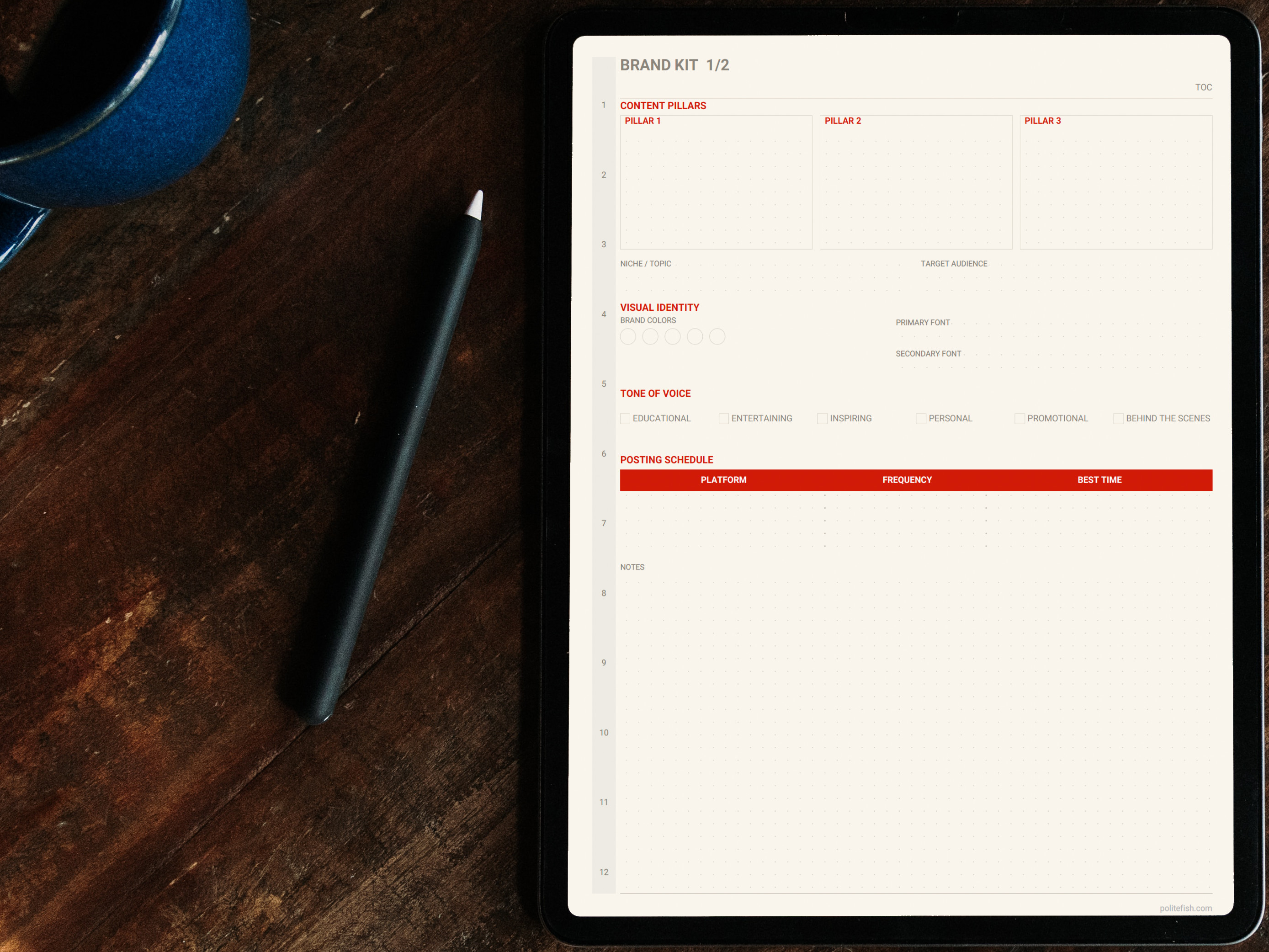 Brand kit page for content creators