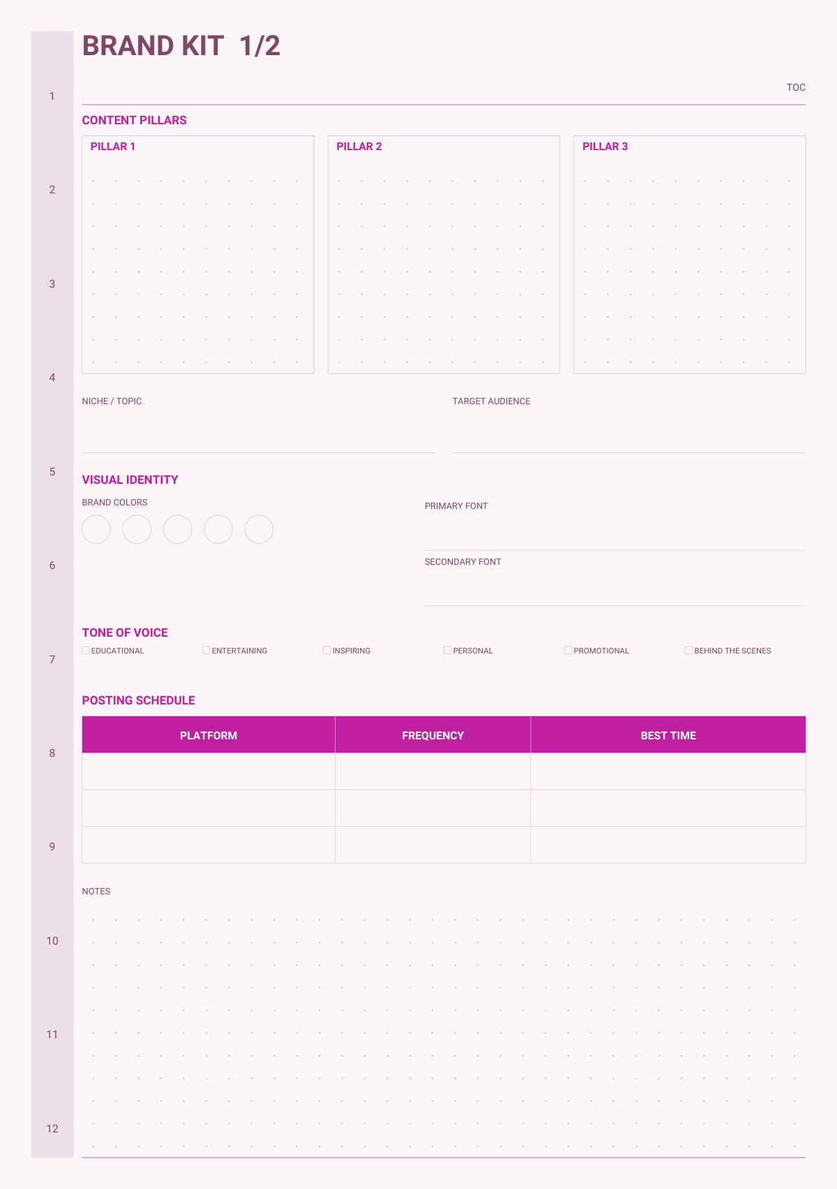 Brand kit page for content creators