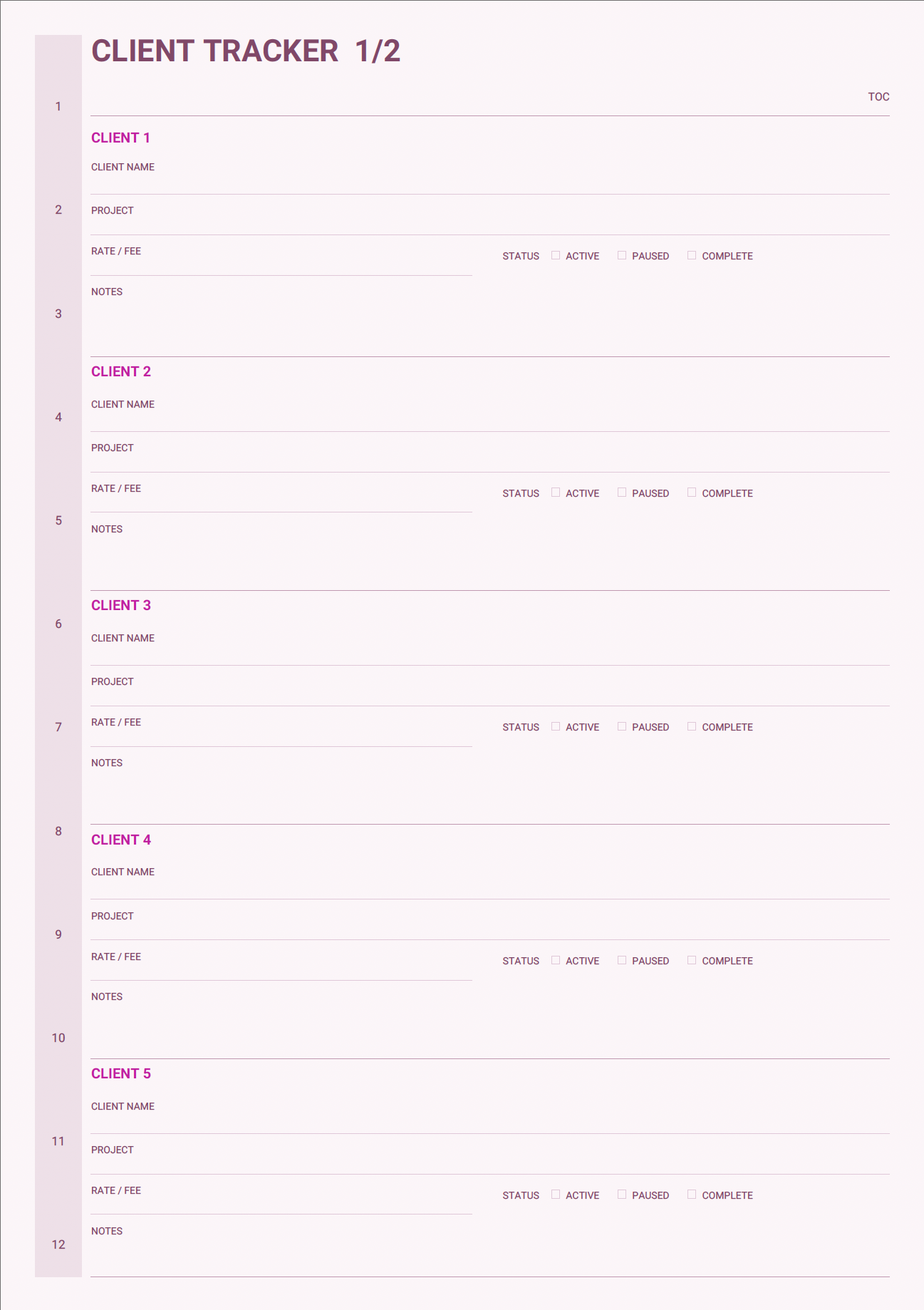 client tracker page
