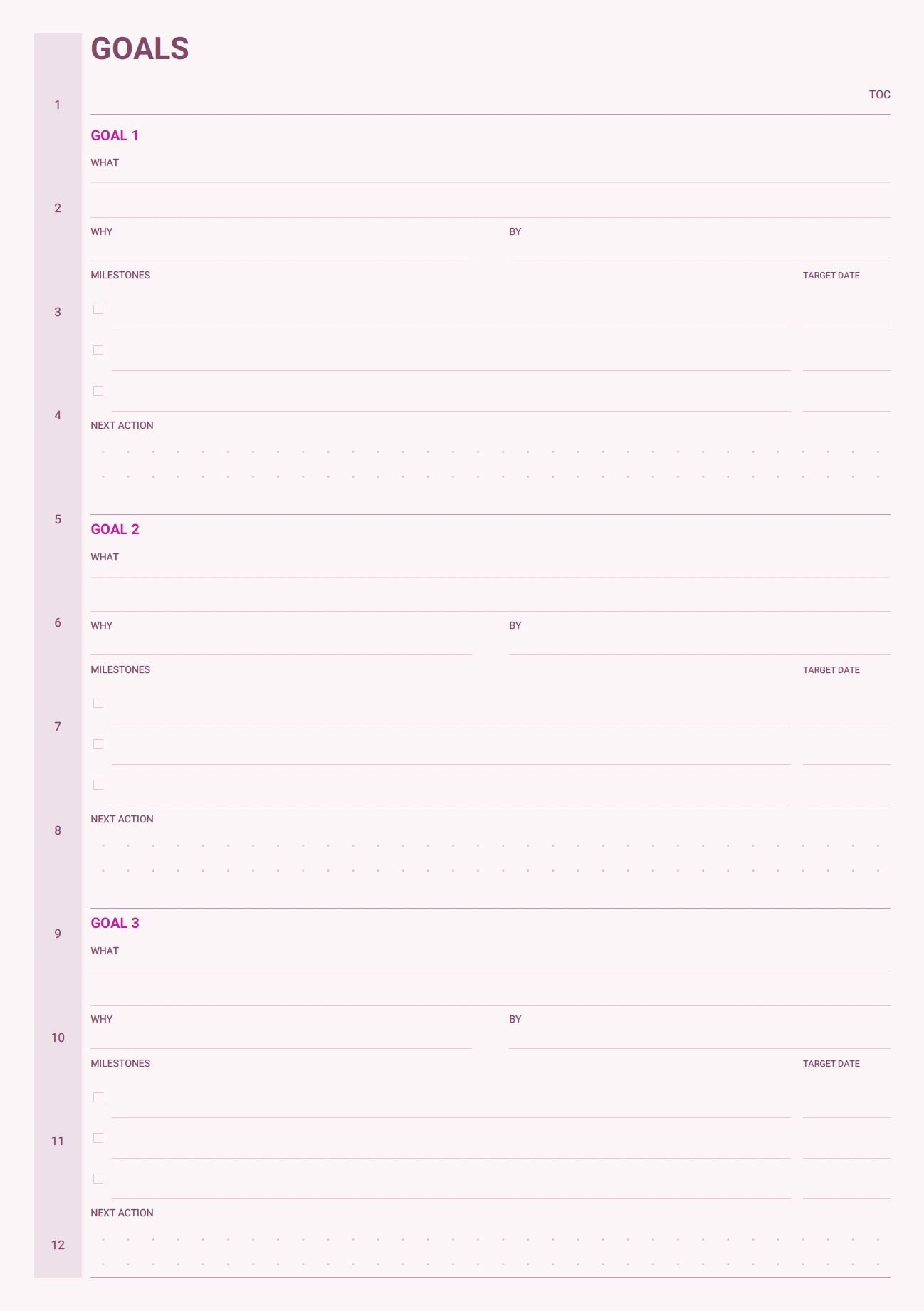 goals page