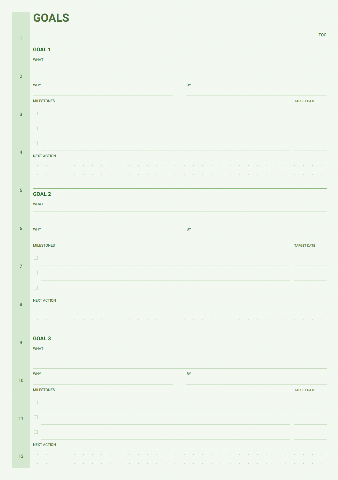 Faith goals page