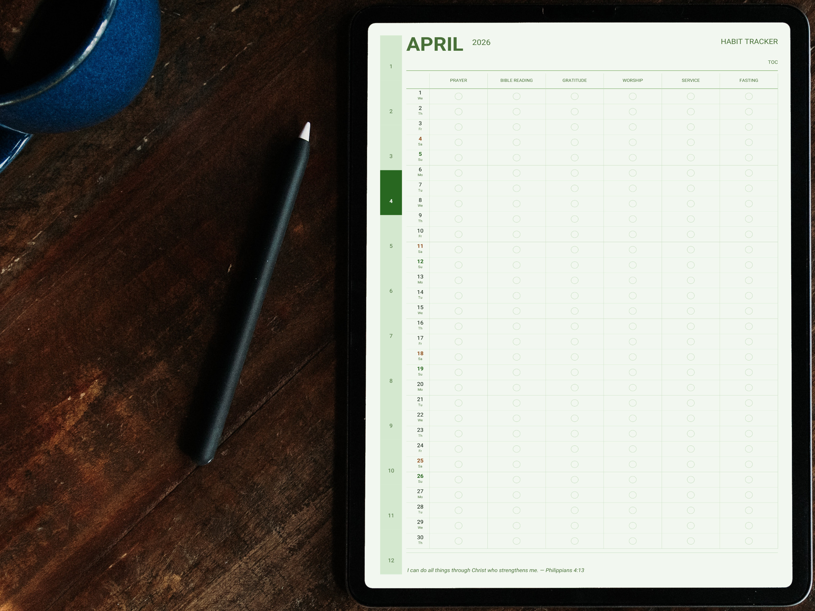 Devotional habit tracker