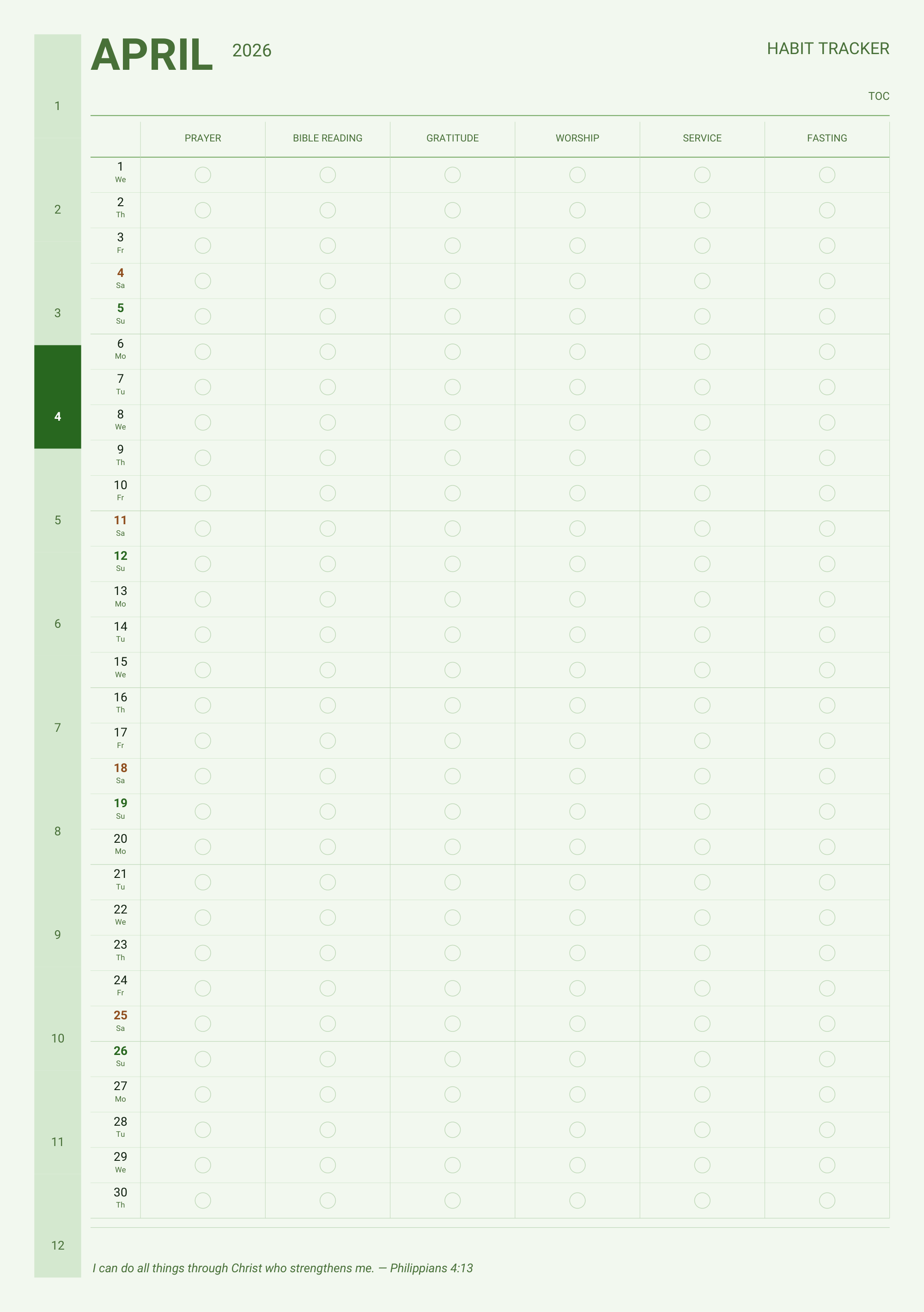Devotional habit tracker