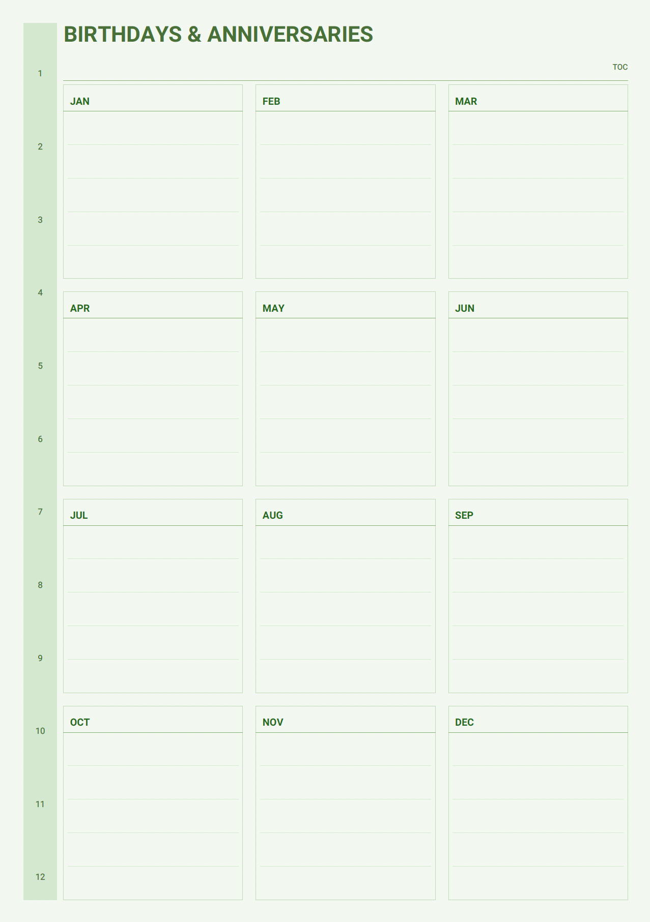 Faith important dates page