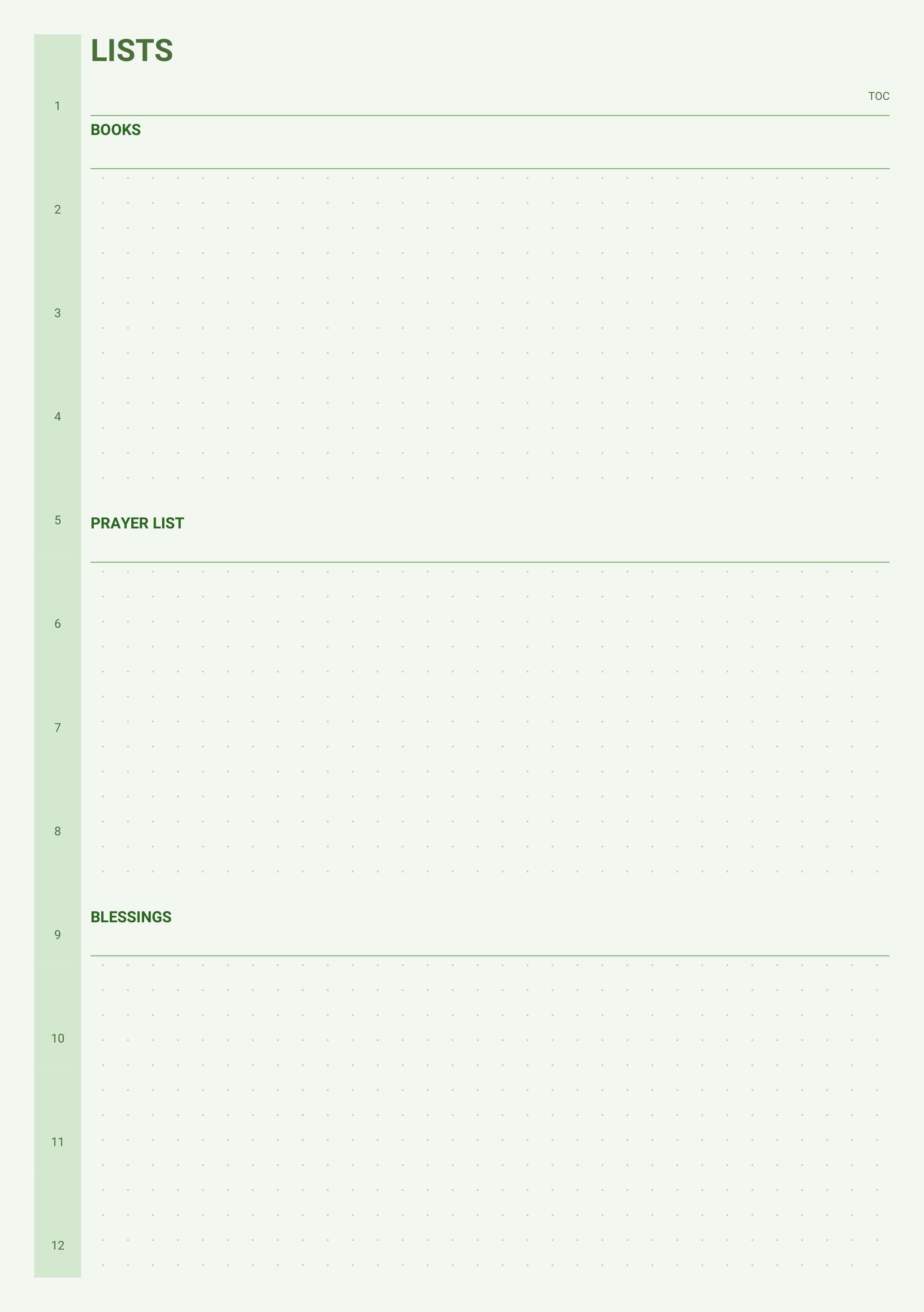 Prayer list and custom lists page