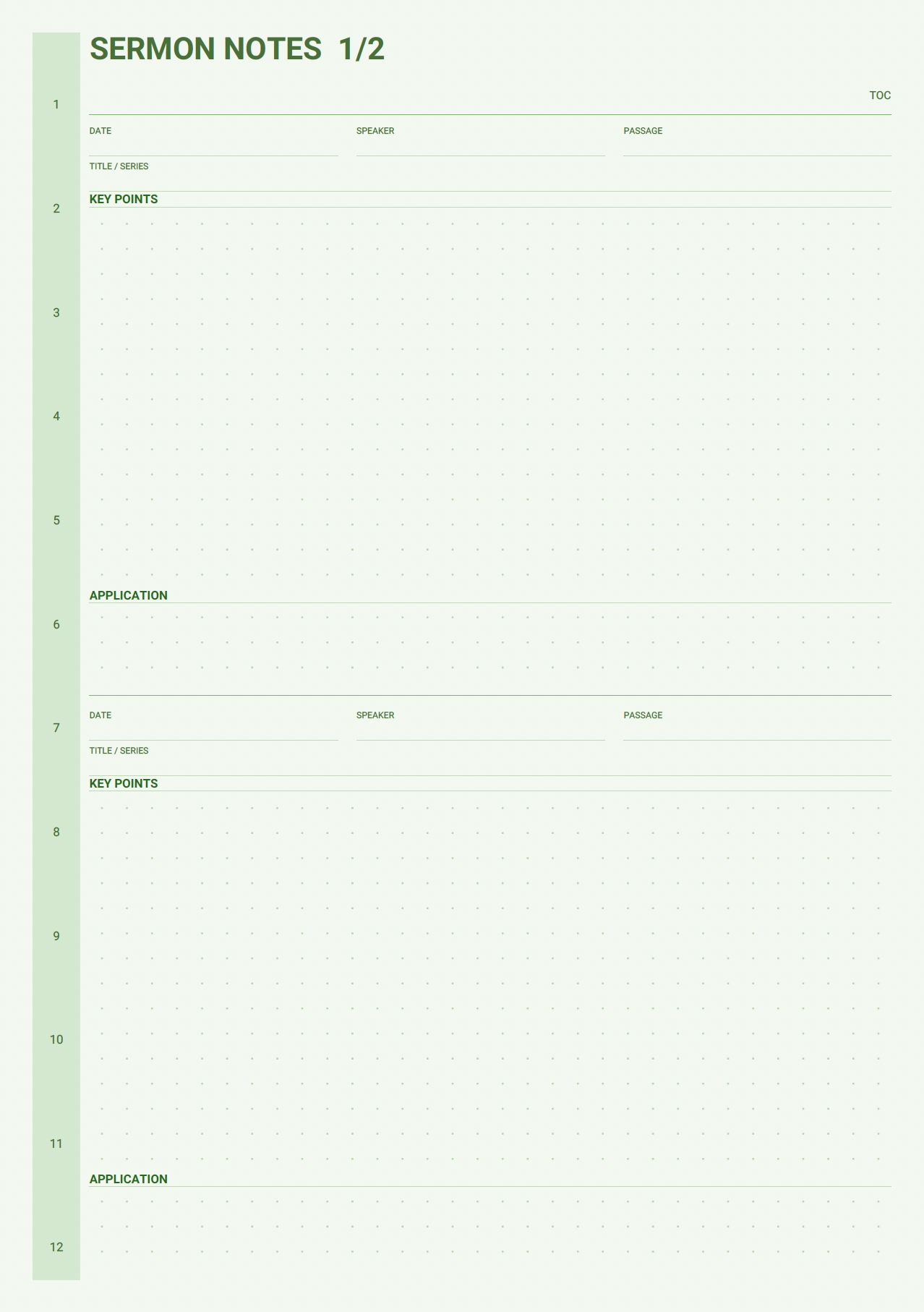 Faith planner sermon notes.