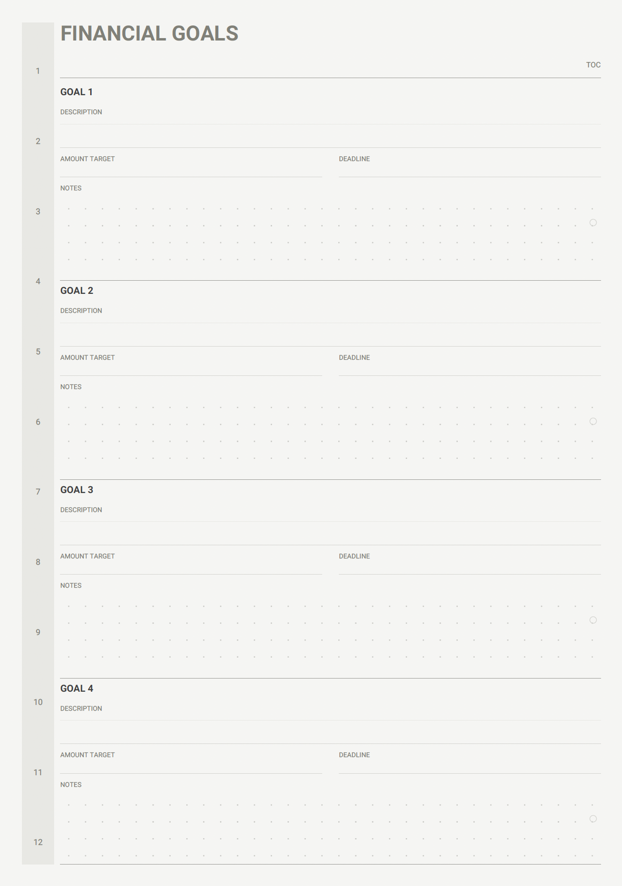 finance goals page