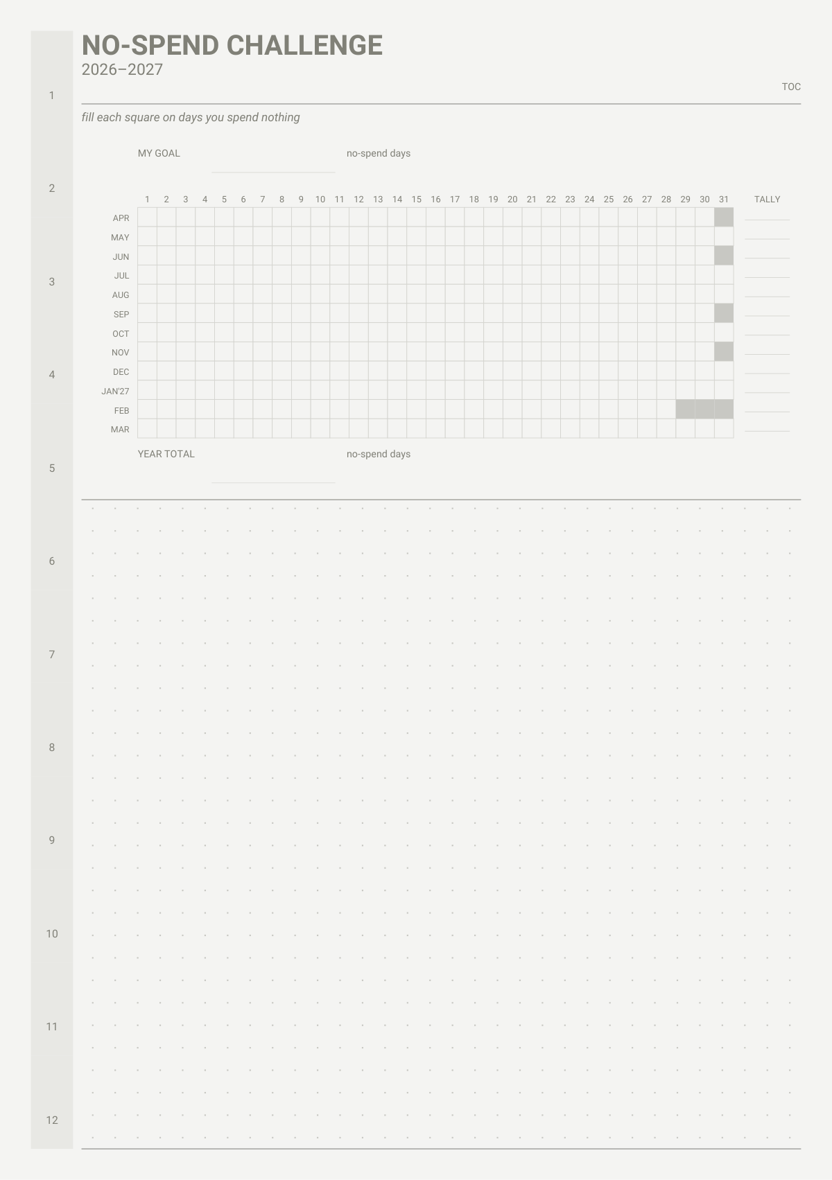 no spend challenge page