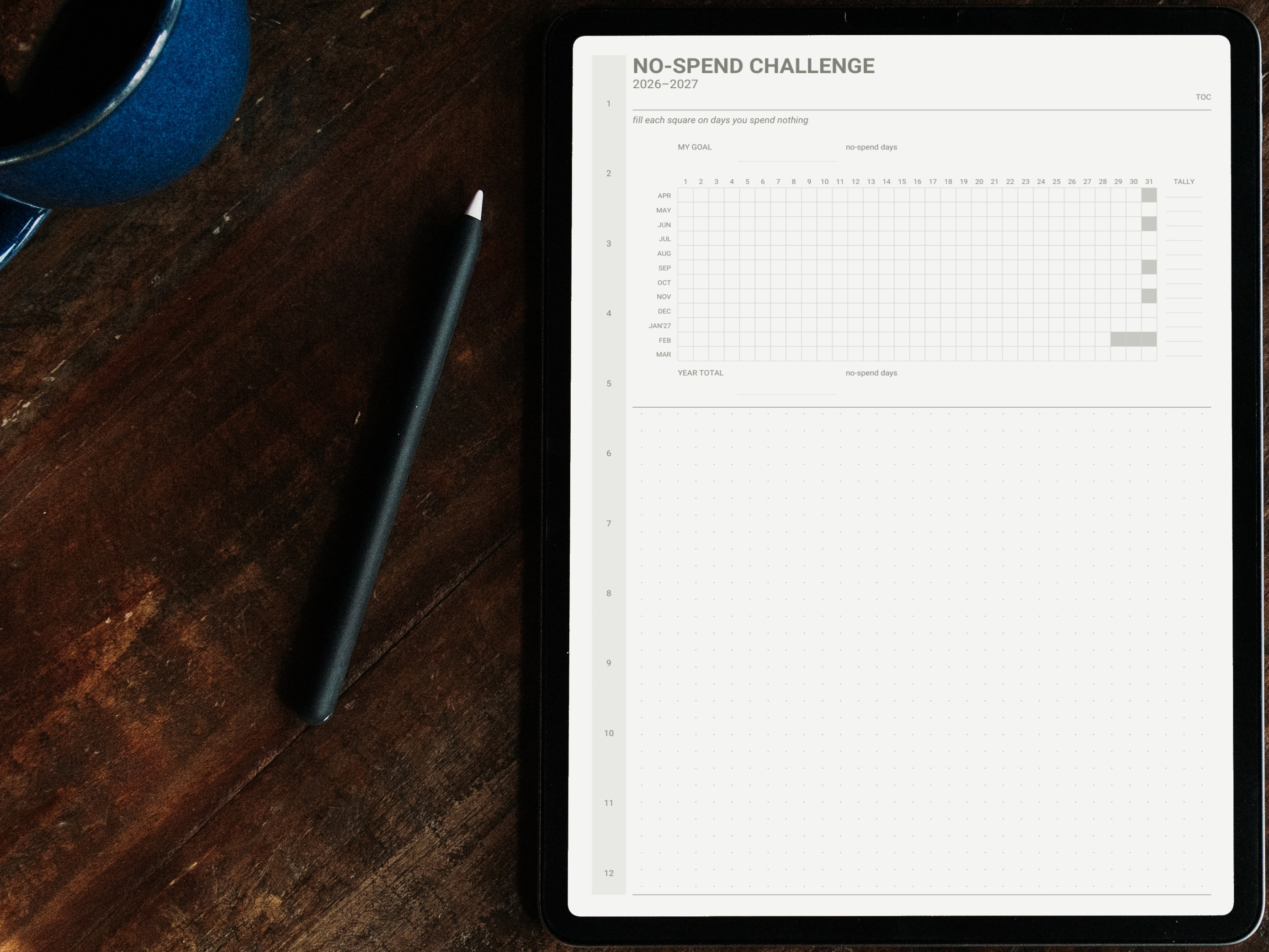 No spend challenge page