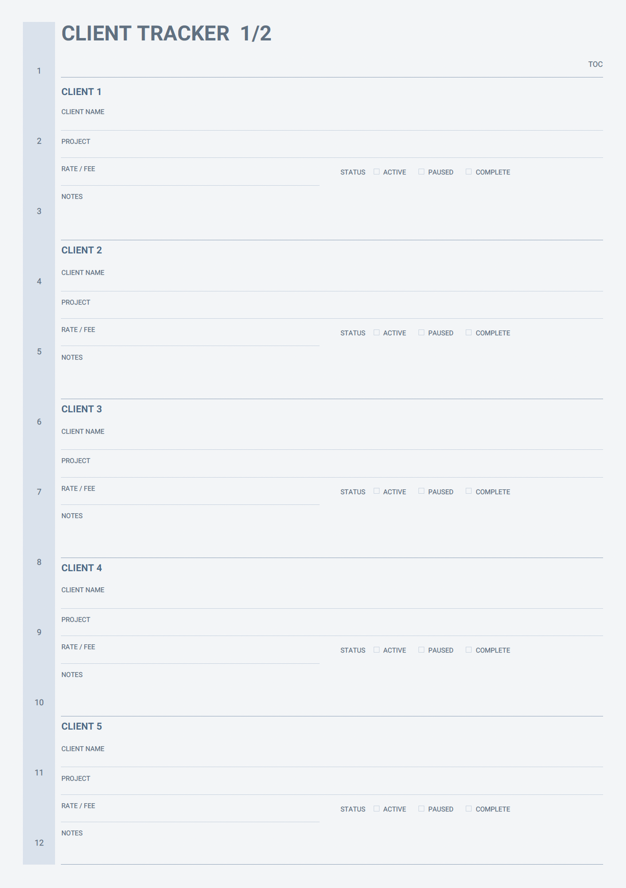 Client tracker pages