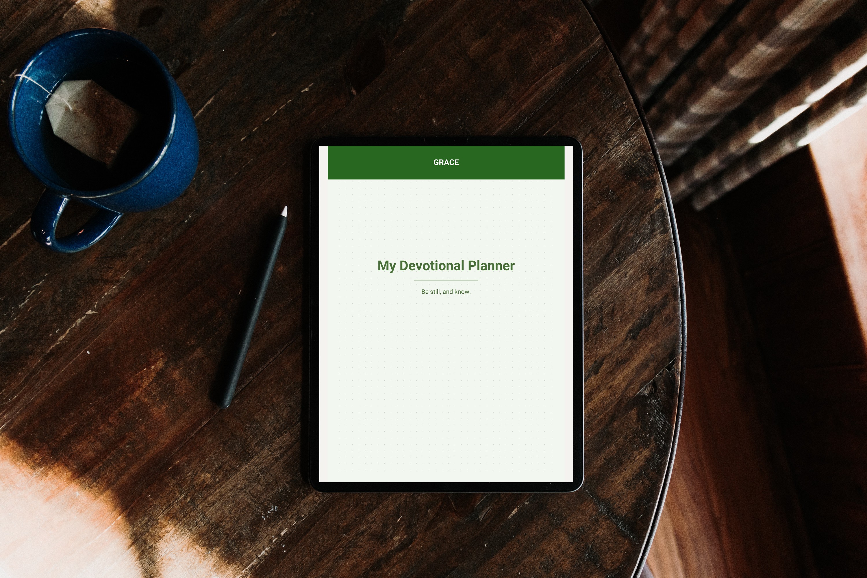 Faith Planner cover with devotional layout